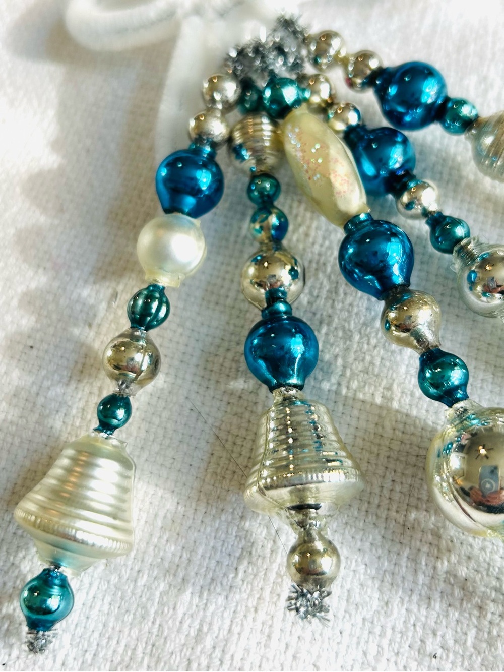 Mini Vintage Repurposed  holiday Christmas ornaments, mercury Glass bead icicle - Picture 2 of 5